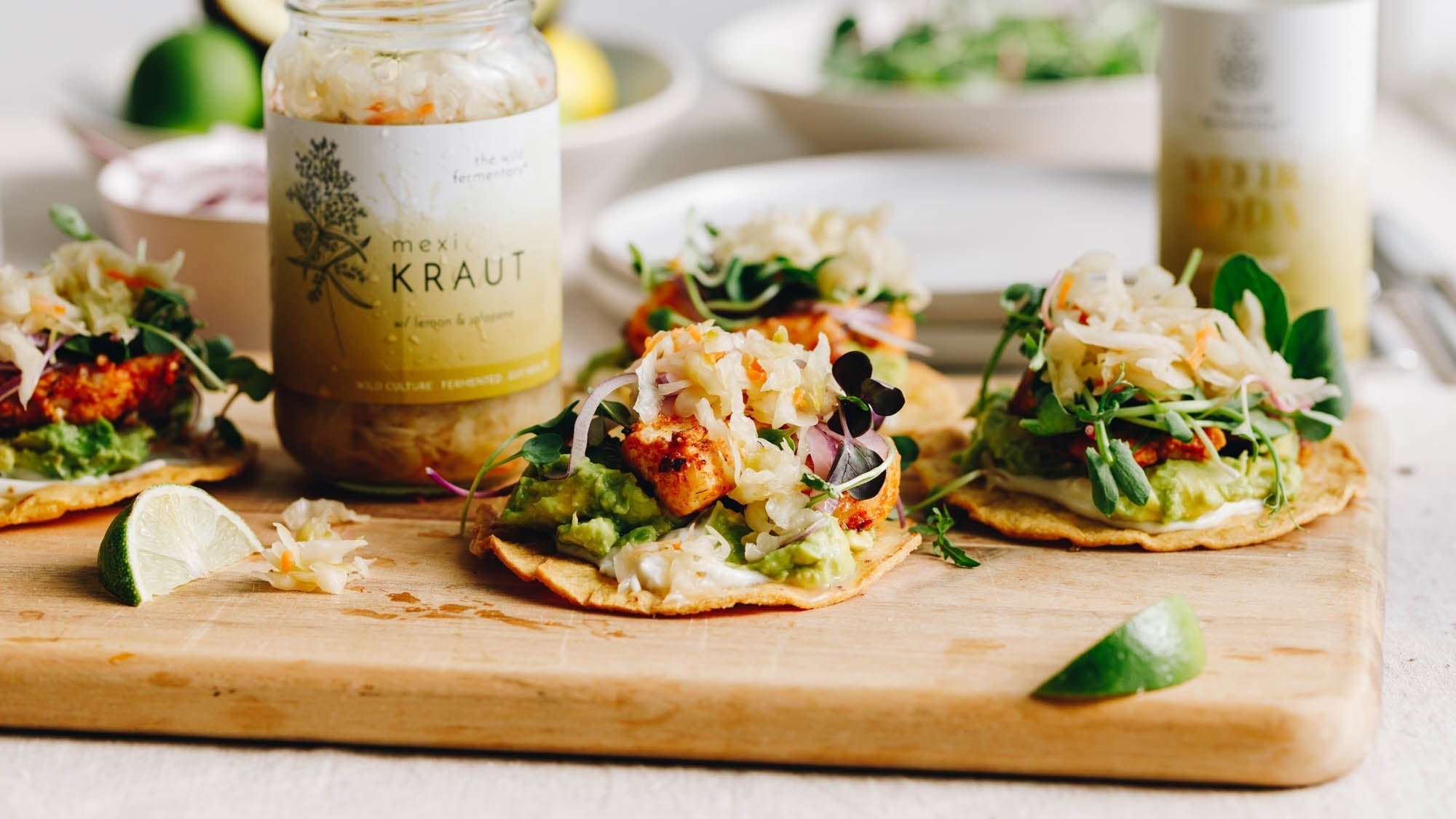 MEXI KRAUT FISH TOSTADAS