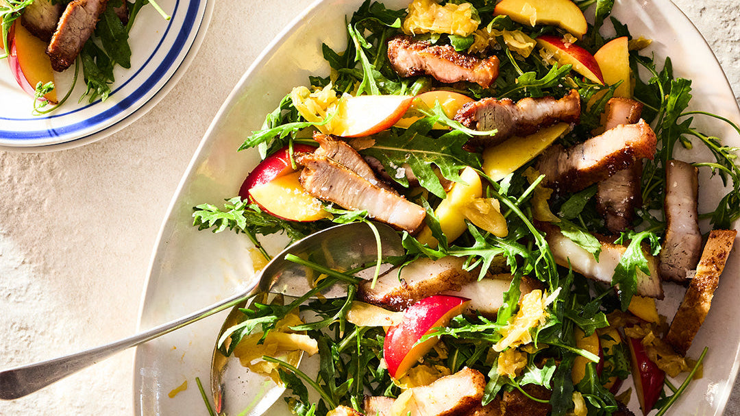 PORK BELLY, NECTARINE & KRAUT SALAD