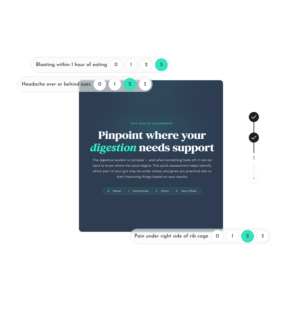 Health assessment tool with symptom input fields on a white background